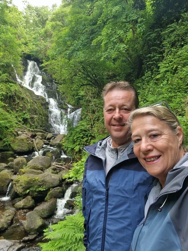 Us in front of the Torc Waterfall