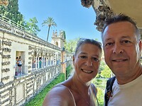 Selfie op het balkon van Reales Alcázares de Sevilla