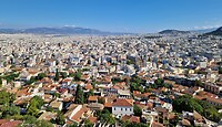 Mega stad Athene met 2.5 miljoen inwoners.