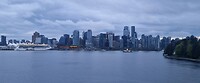 Skyline Vancouver de morgen, onze laatste bestemming aandoen. Aan alles komt een eind.
