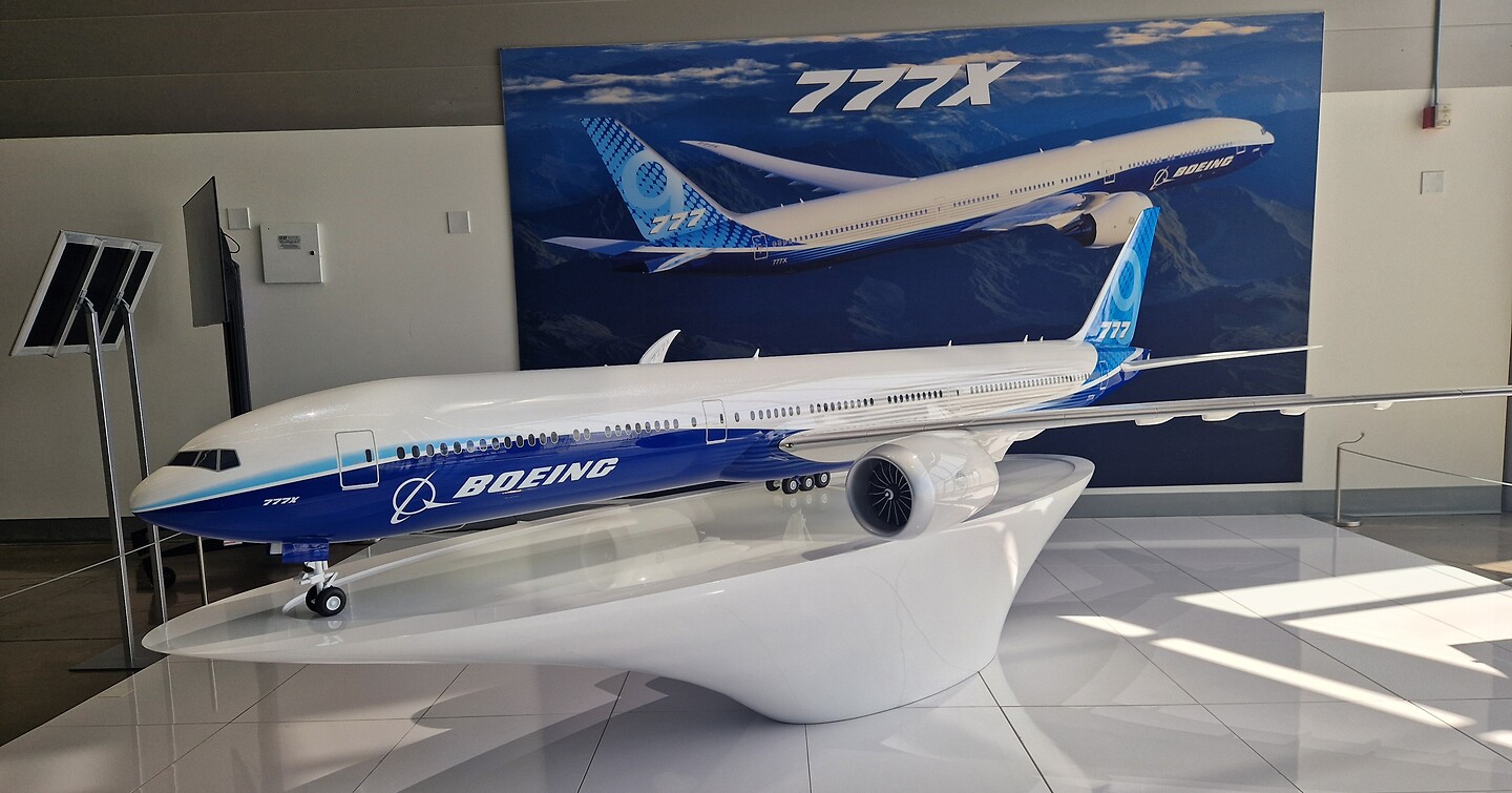 Schaalmodel van de 777X