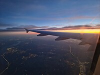 Zonsopgang op weg van Amsterdan naar Frankfurt