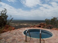 Uitzicht van kamer op Kalahari