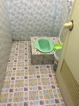 Badkamer in guesthouse. Helaas op deze route geen keuzen  in guesthouses