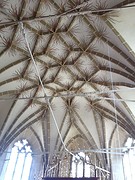 Hele kerk calvinistisch v binnen en buiten maar dan toch veel aandacht voor het plafond