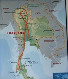 Van Bangkok naar Chiang Rai in 't noorden naar Phuket in 't Zuiden.
