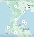 Onze route door Thailand van Bangkok tot Bangkok.
