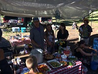 The Chef telling us what he prepared  at the trailmagic
