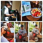 Ochtendritueel. Eten opbakken, fruitsalade, route van de dag bepalen en nieuws kijken