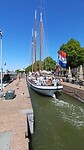 De Sanne Sophia op weg naar het Markermeer.