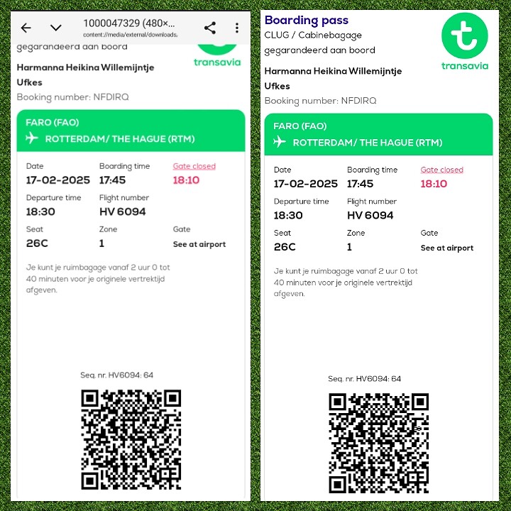 We zijn al online ingecheckt en hebben onze boardingpas ontvangen.