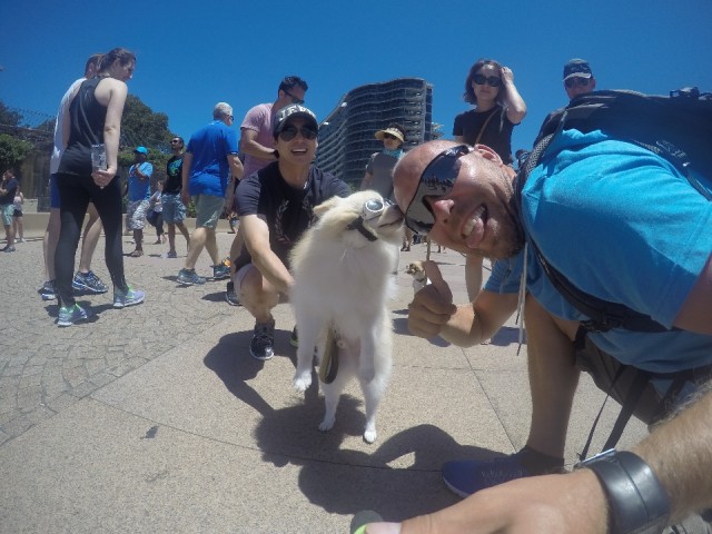 Having fun with the spoiled dog!