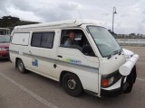 Onze campervan in de ferry terminal