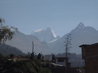Uitzicht vanaf ons ontbijt: de Huascarán