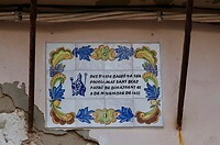 Bordje in het Valenciaans over Sint Blaj de patroonheilige van Bocairent