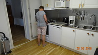 In de keuken op de camping