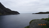 Mooi gezicht over de Noorse Zee bij Nusfjord