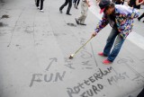 calligrafie met water in People's park in Chengdu