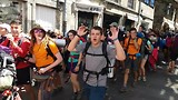 intocht van pelgrims in Santiago