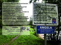 Visvijver met tekst
