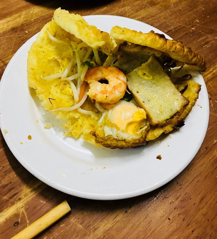 Rijstpannenkoek met garnalen