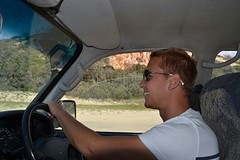 Herman rijden op Fraser island