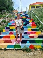 Imre op de "Rainbow stairs"