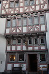 Het restaurant waar we aten. Het vakwerk is er in trompe l’oeil opgeschilderd.