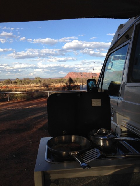 Met de hut 'front row'! @ Kings Canyon