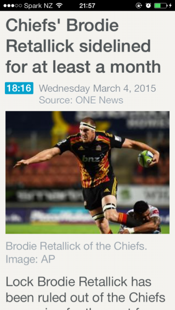 Ooo nooo Retallick!! Voor ons geen voetbal meer nooit niet!