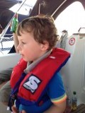 Olivier voor het eerst op de boot