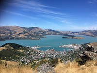 Haven van Lyttelton gezien vanaf Mt. Pleasant