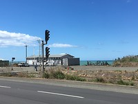 Oamaru industrie en treingebied aan de Pacific