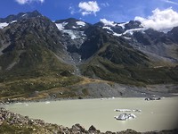IJs in Hooker Lake van de gletsjer