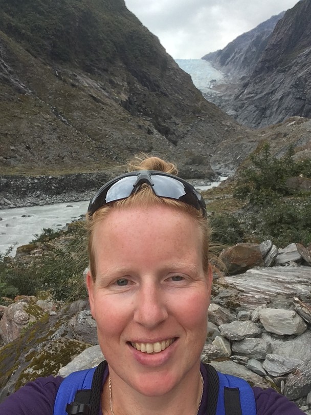 Selfie voor de Franz Josef Glacier