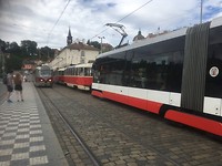 3 verschillende trams in Praag