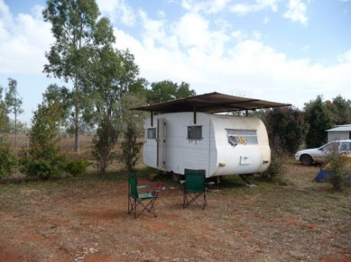 Onze caravan op de farmstay