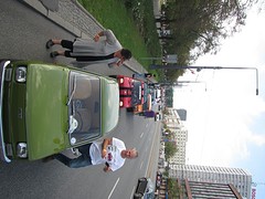 In de rij voor het plein
