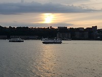Zonsondergang met uitzicht op Jersey City
