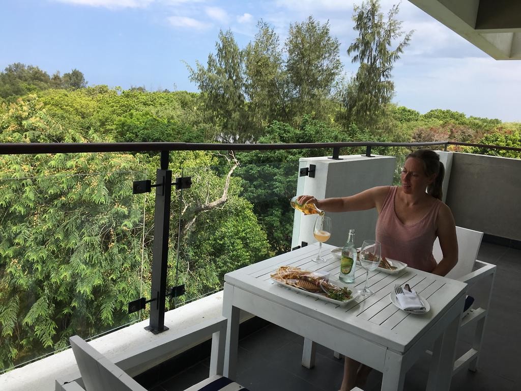 Lunch op ons balkon