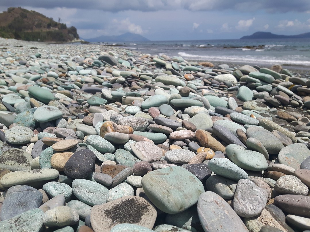 Blue stoned beach