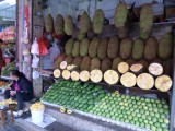 Enorme vruchten, smaak heeft iets weg van Mango, maar minder lekker.
