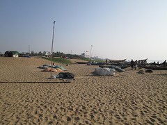 Vissersbootjes op Puri beach