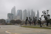 Nieuwbouw in de mist, kantorenwijk