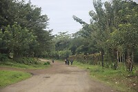 Locale weg met locale mensen bij de grens met Nigaragua