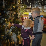 Een prachtige kerstboom met gouden, glinsterende ballen.
