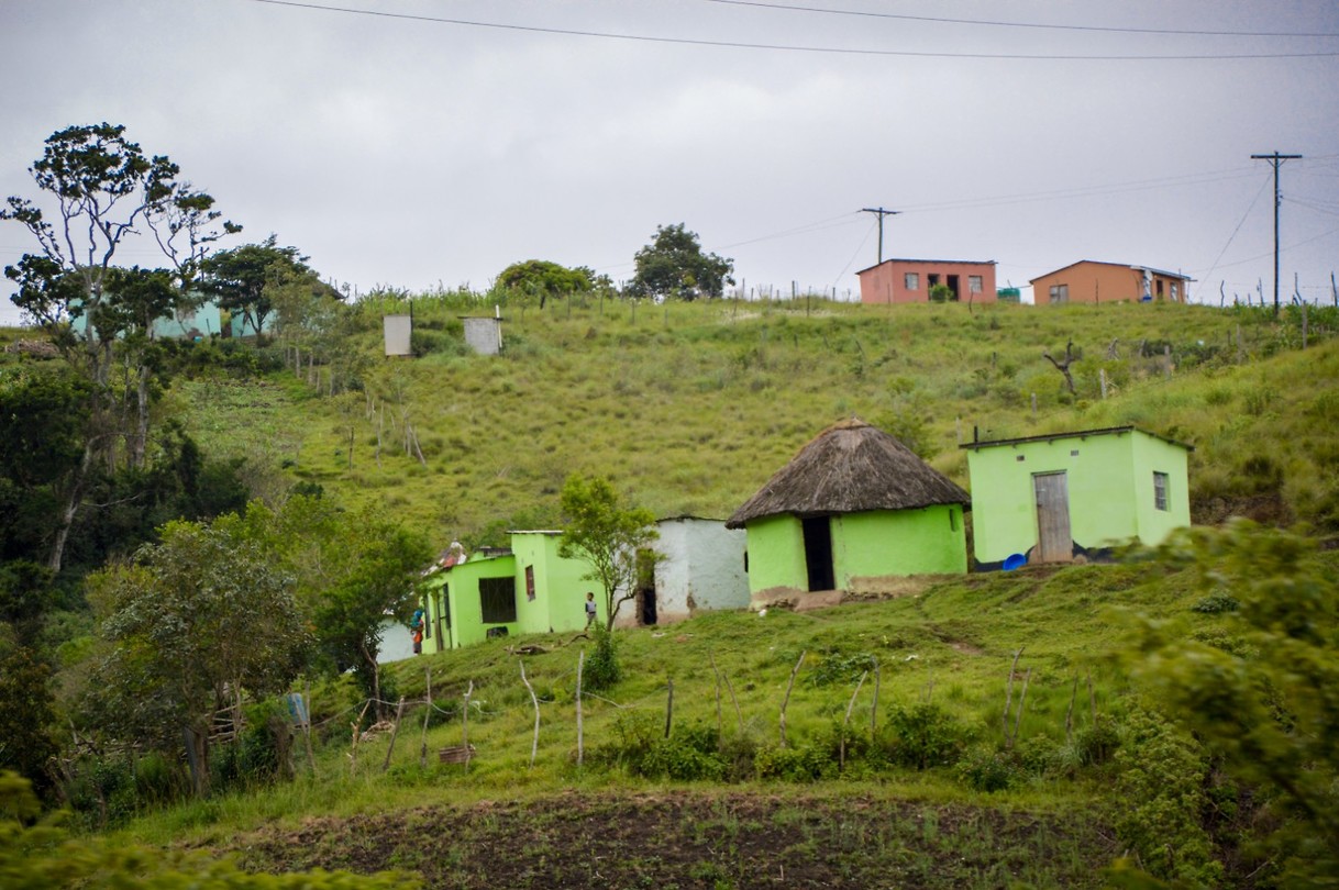 De huisjes van de Xhosa en Zulu's.