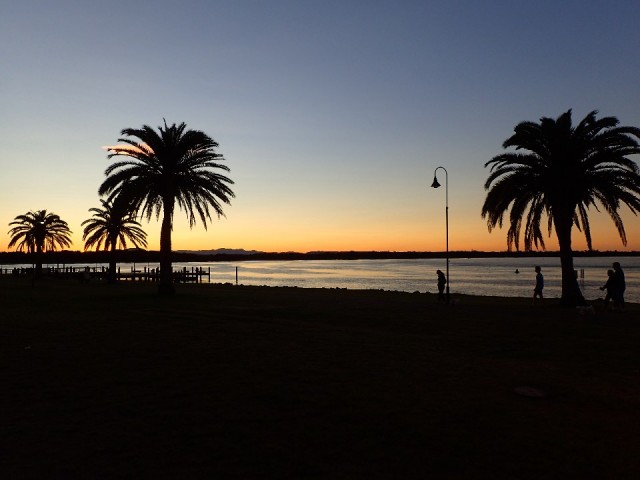 zons ondergang voor ons hotel in Port Macquarie