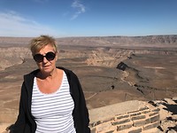 Jacqueline bij de Fish River Canyon