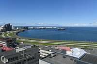 Uitzicht vanuit kamer 1103 in het Fosshotel Reykjavik